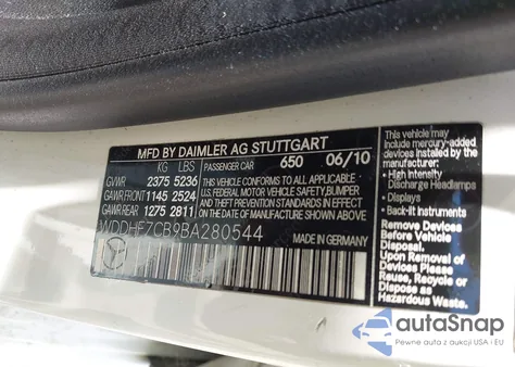 2011 Mercedes-Benz E 550 из США, поврежденный, VIN WDDHF7CB9BA280544